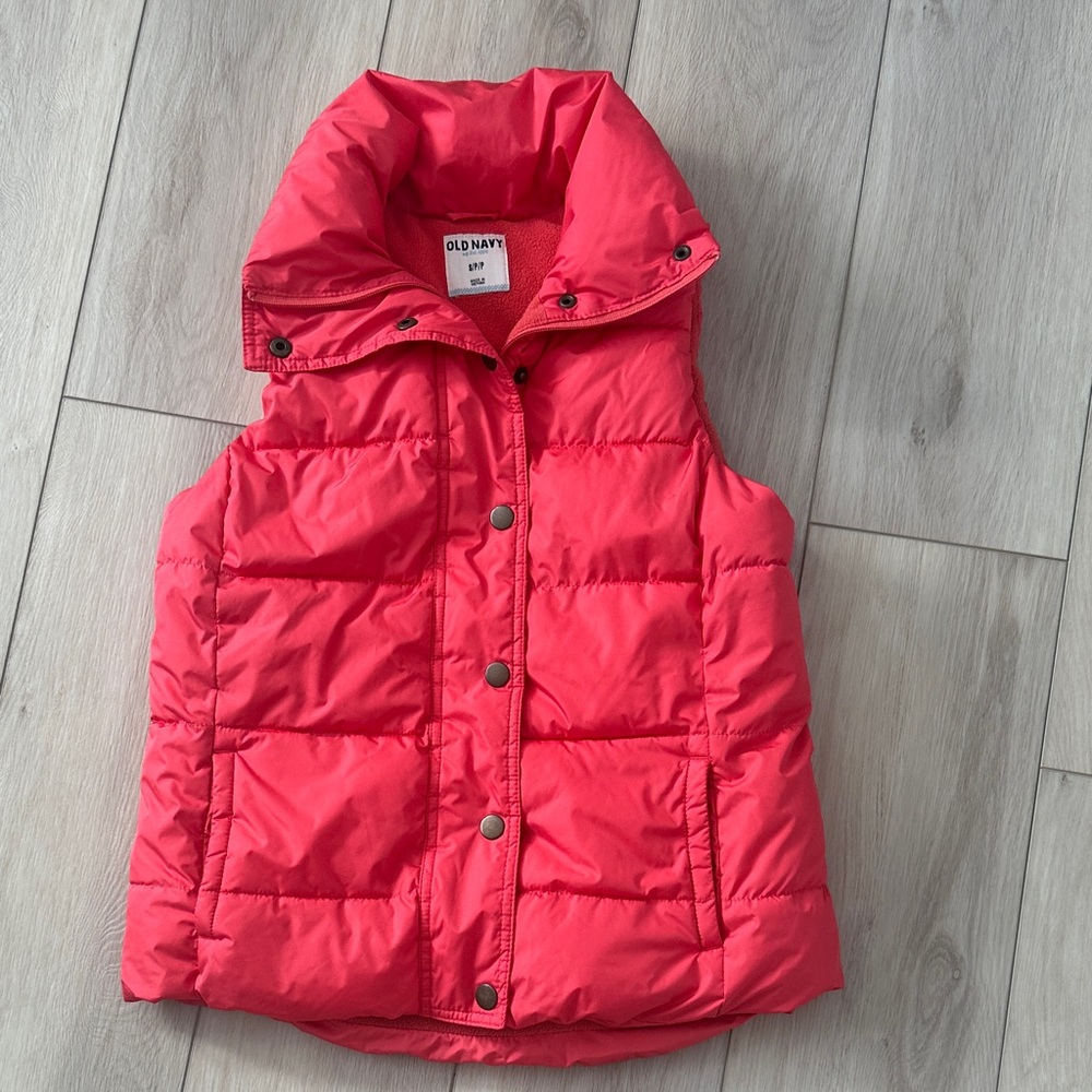 Old Navy Coral Puffer Vest Women’s Small EUC
